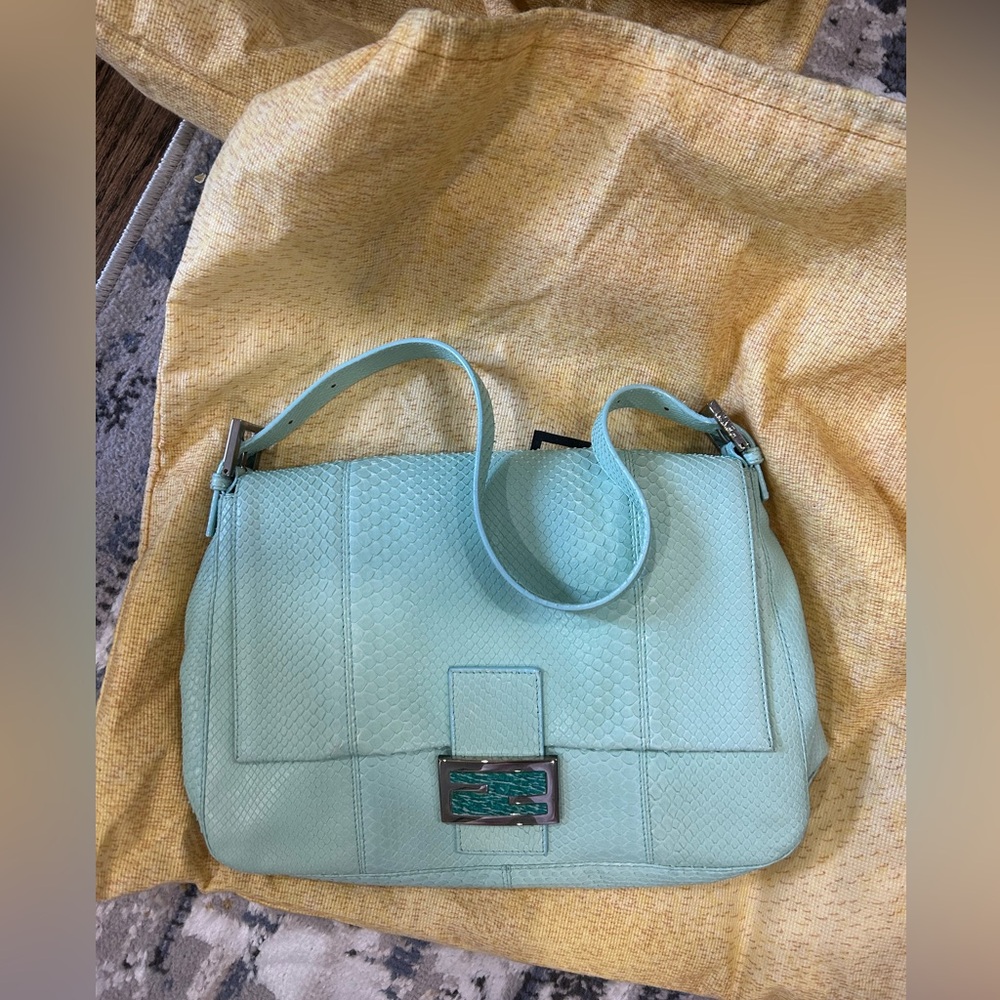 Fendi Mint Textured Shoulder Bag